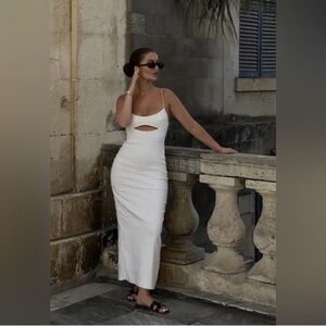 Zara Linen Blend Midi Maxi with Cut-out size Small